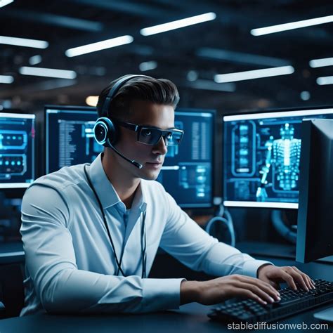 Futuristic IT Support Technician | Stable Diffusion Online