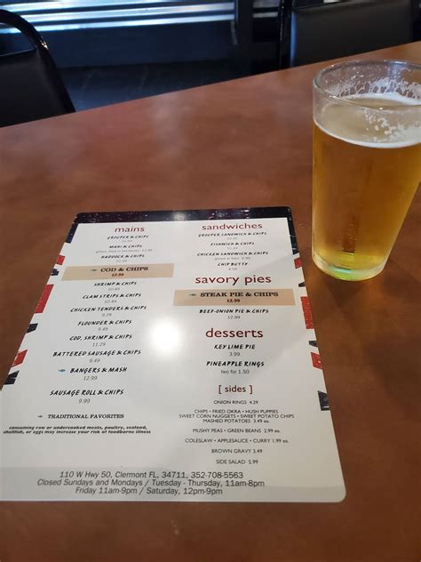 Menu at Clermont Fish House restaurant, Clermont