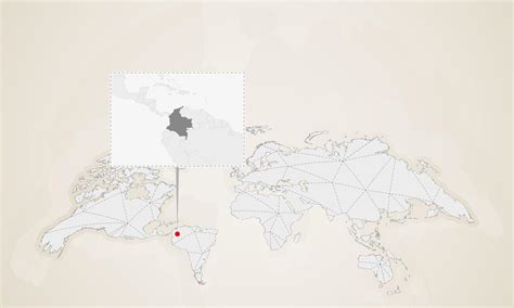 Map of Colombia with neighbor countries pinned on world map. 59298414 Vector Art at Vecteezy