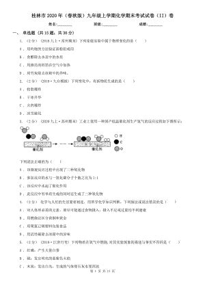 桂林市2020年（春秋版）九年级上学期化学期末考试试卷（II）卷