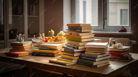 Premium Photo | Books arrangement stack of books on table knowledge ...