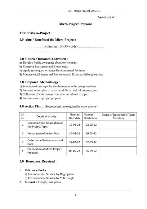 EST Format 2 - aaaaa - Annexure -I Micro-Project Proposal Title of ...