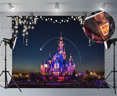 Buy 8x6ft Polyester Disney Castle Backdrop Night View of Disneyland ...