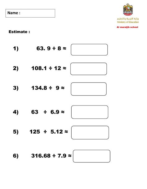 Image result for Estimate Quotients 5.3 Go Math Homework 5th