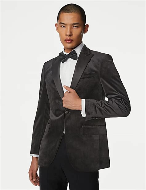 Buy Slim Fit Velvet Peak Lapel Jacket at Marks & Spencer