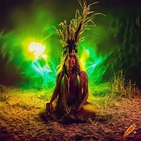 Artwork of Shaman performing a green corn ceremony on Craiyon