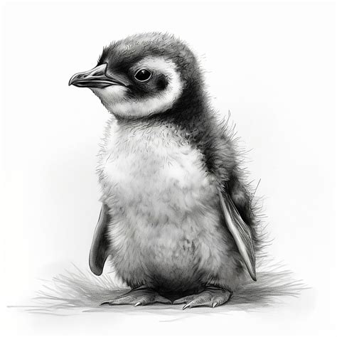 Illustrazione artistiche | Baby penguin, drawing black and white ...
