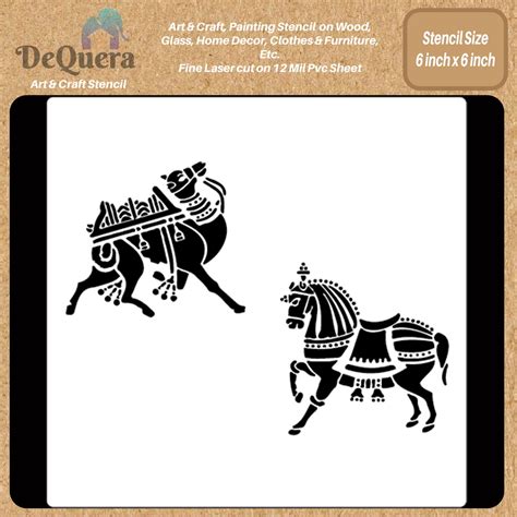 DeQuera Indian Camel Stencil & Indian Horse Stencil-Tribal Stencil ...