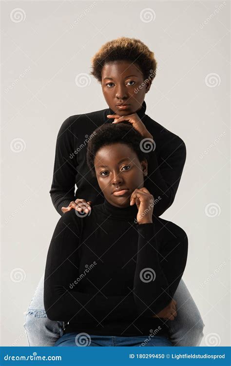 African American Women in Black Turtlenecks Stock Photo - Image of ...
