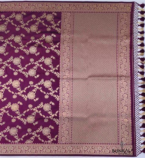 Purple Floral Jaal Design Banarasi Silk Saree – BUNKALA