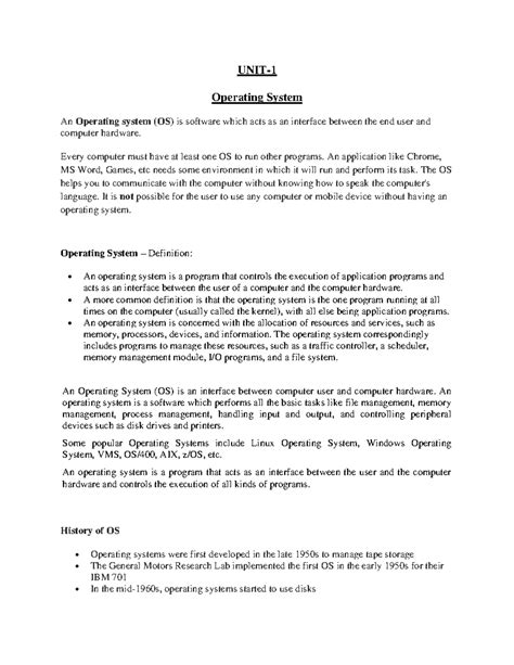 OS- Unit1 - Operating System Notes (Introduction, Types of OS, Batch ...