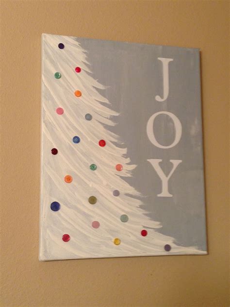 Christmas Canvas Art with JOY Letters and Buttons