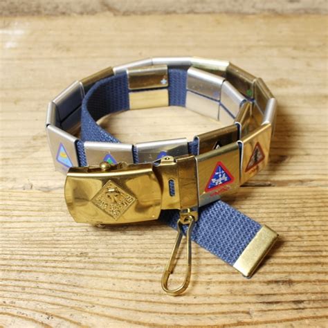 USA製 BSA ボーイスカウト CUB SCOUTS ブラスバックル ウェブベルト ガチャ 真鍮 ネイビー 紺 アメリカ古着 ...