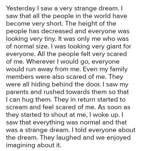 h) Have you ever had an unusual dream? Describe your dream in a few ...