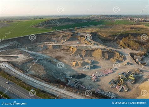 Aerial View of Open Pit Mine of Sandstone Materials for Construction ...