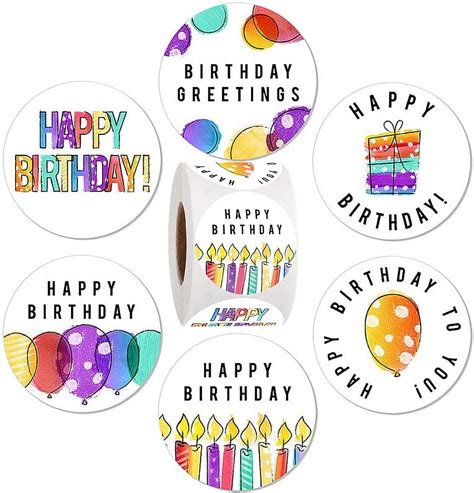Buy 500pcs 1.5 Round Waterproof Birthday Sticker Labels Self Adhesive ...