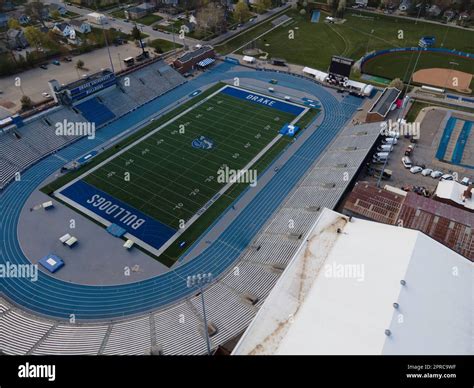 Aerial photograph of Drake University on a beautiful spring evening ...