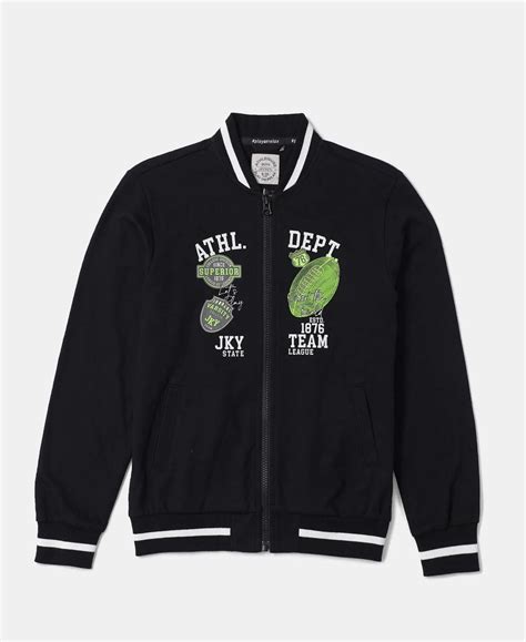 Buy Boy's Super Combed Cotton French Terry Graphic Printed Jacket ...
