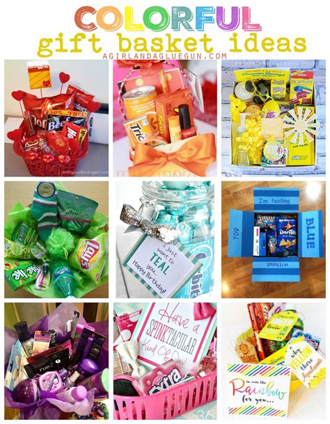 Colorful gift basket ideas! | Themed gift baskets, Colorful gifts ...