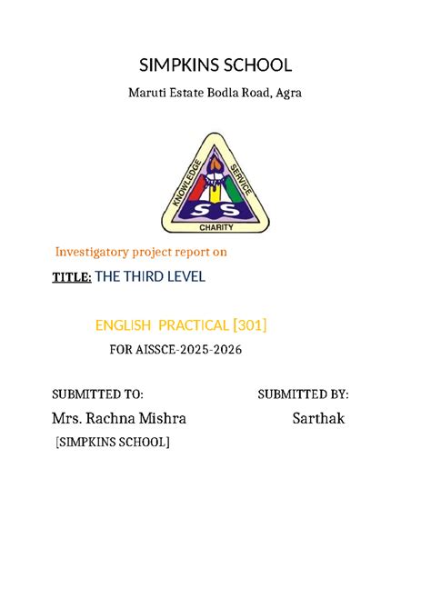 Investigatory Project Report: English Practical for Class XII - Studocu