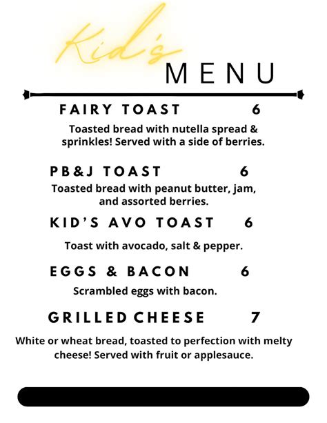 Menu at The Sacred Bean cafe, Pueblo