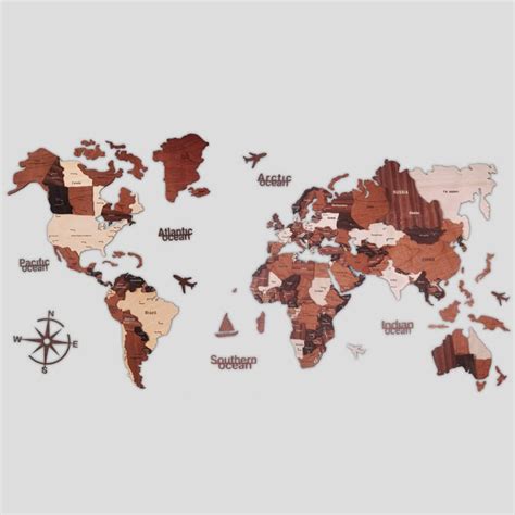PEVSCO Wall Decor,3D Wooden World Travel Map, Wood India | Ubuy