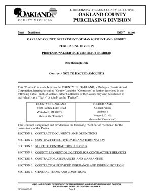 Fillable Online PROFESSIONAL SERVICE CONTRACT NUMBER: Fax Email Print ...