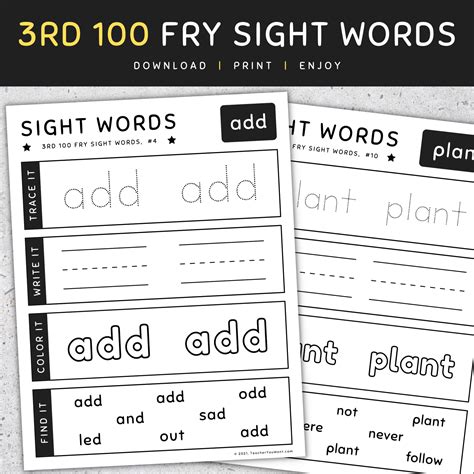 7th 100 Fry Sight Words: Fry's Seventh 100 Sight Words Worksheets, [SET 1] | Made By Teachers