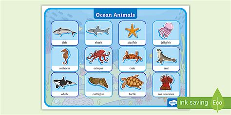Ocean Animals Word Mat