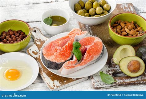 Food Sources of Unsaturated Fats. Stock Photo - Image of fish, cholesterol: 76934868