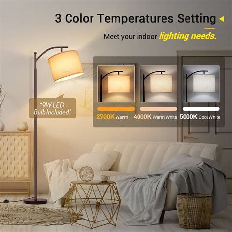 OUTON Arc Floor Lamp 63" Metal Modern LED Standing Lamp with Hanging W