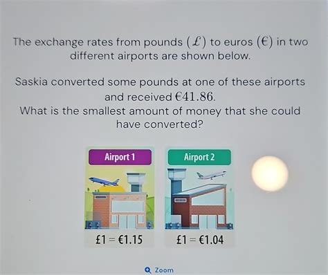 The exchange rates from pounds (£) to euros (€) in two different ...