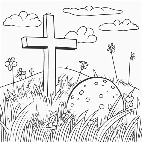 Religious Easter Cross Coloring Pages Easter Cross Coloring Page