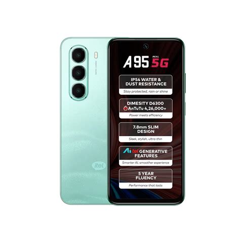 itel A95 5G+ AI Smartphone | 6GB RAM + 128GB ROM | D6300 5G Processor ...