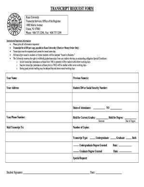 Kean Transcript - Fill and Sign Printable Template Online