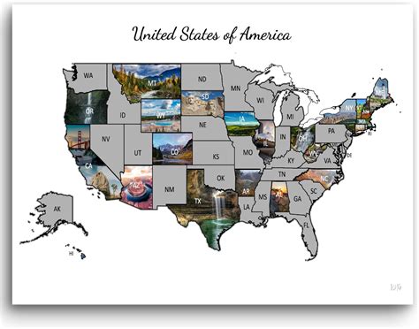 Amazon.com: USA Photo Map - 50 States Travel Map - 24 x 36 in ...