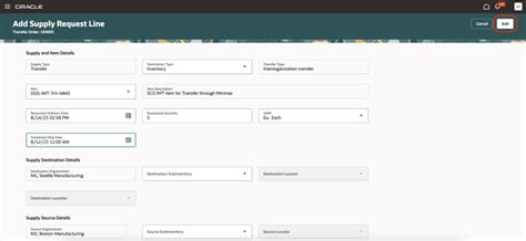 Redwood: Add Lines to Existing Transfer Orders Using a Redwood Page