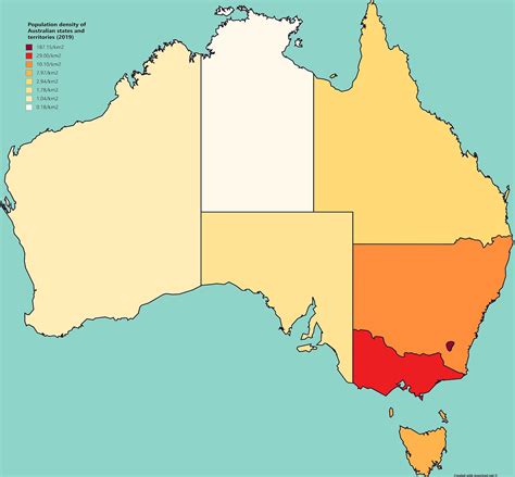 Population density of Australian states and territories (2019) : r ...