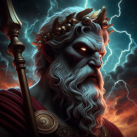 A poster of a god with a lightning bolt in the background | Premium AI ...