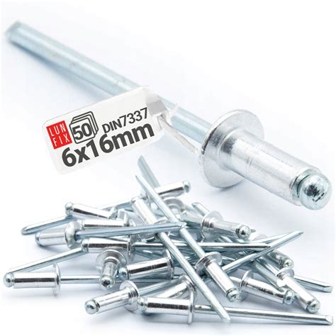 Nity zrywalne 6 x 16 mm aluminiowo stalowe srebrne ocynk nit DIN 7337 ...