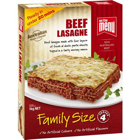 On The Menu Beef Lasagne 1kg   Woolworths