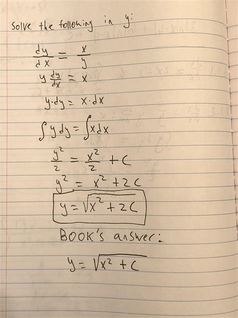 In the books answer the constant of integration is not affected when ...