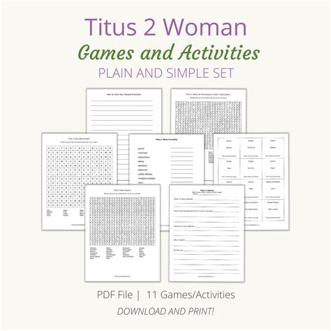 Set of Titus 2 Themed Printable Games and Activities for Bridal Showers ...