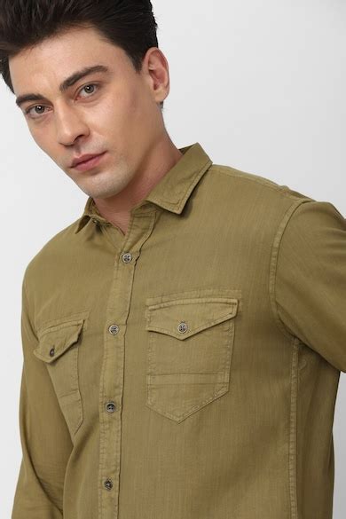 Buy Men Brown Slim Fit Textured Full Sleeves Casual Shirt Online ...