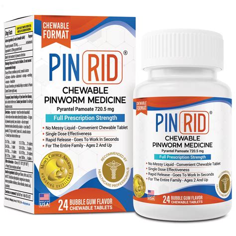 Pin-Rid Family Size Pinworm Treatment | 250mg Pyrantel Pamoate Medicine | Kids Anti-Dewormer ...