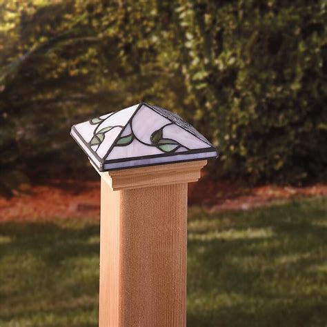 Dekorators 4-in x 4-in Stained Glass Glass Pine Deck Post Cap in the ...