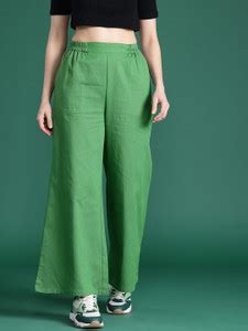 Dressberry Flared Women Green Trousers - Buy Dressberry Flared Women ...