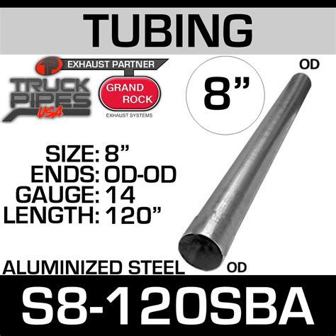 S8-120SBA 8" Exhaust Tubing OD-OD Aluminized Exhaust Stack