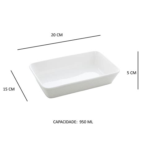 Refratário Retangular de Porcelana Linea Branco 20 x 15 x 5 cm: você ...