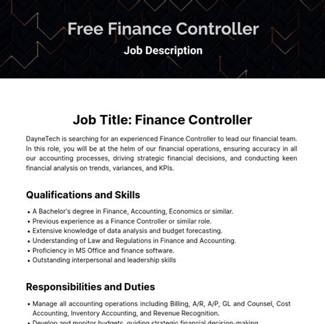 Controller Job Descriptions Duties